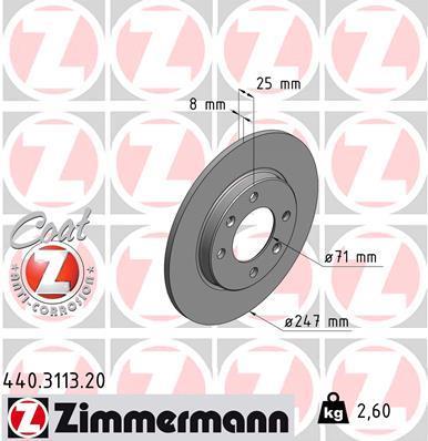 Disques de frein OTTO ZIMMERMANN GMBH ref. 440.3113.20