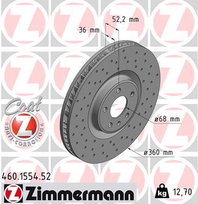 Disque de frein avant gauche OTTO ZIMMERMANN GMBH 460.1554.52