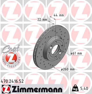 Disques de frein OTTO ZIMMERMANN GMBH ref. 470.2416.52