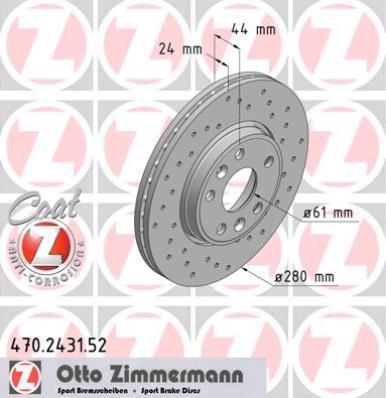Discos de travão OTTO ZIMMERMANN GMBH ref. 470.2431.52