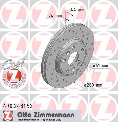 Discos de travão OTTO ZIMMERMANN GMBH ref. 470.2431.52