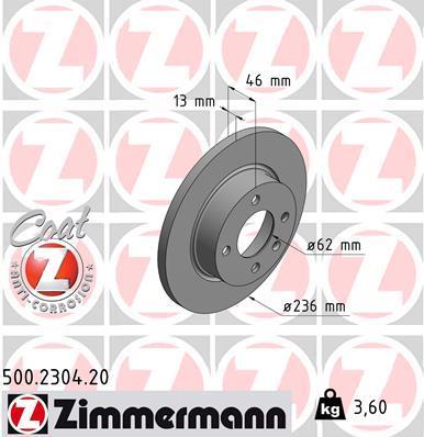 Disques de frein OTTO ZIMMERMANN GMBH ref. 500.2304.00