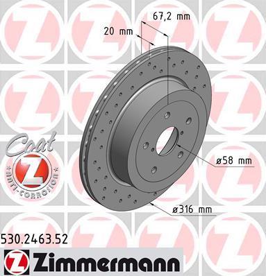 Disques de frein OTTO ZIMMERMANN GMBH ref. 530.2463.52
