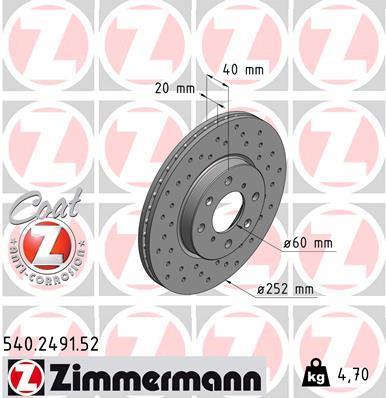 Discos de travão OTTO ZIMMERMANN GMBH ref. 540.2491.52