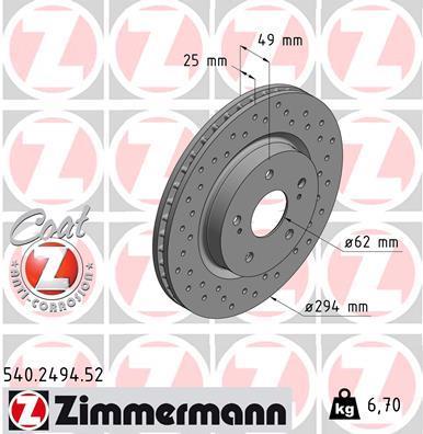 Discos de travão OTTO ZIMMERMANN GMBH ref. 540.2494.52