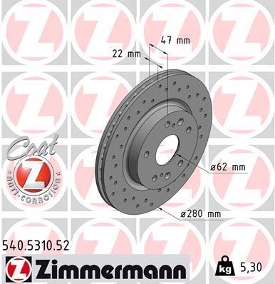 Discos de travão OTTO ZIMMERMANN GMBH ref. 540.5310.52