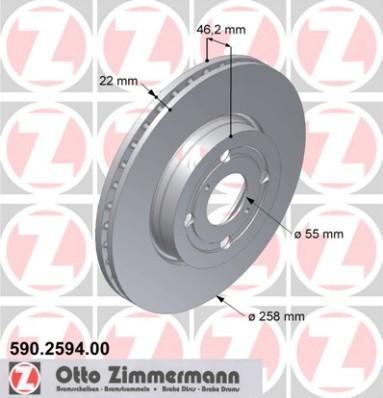 Disques de frein OTTO ZIMMERMANN GMBH ref. 590.2594.00