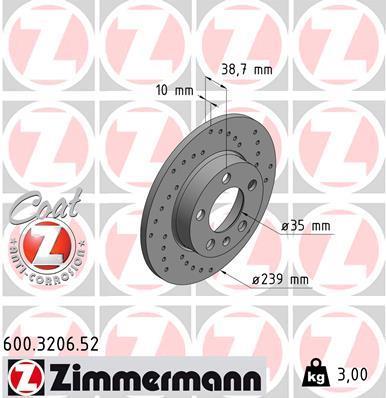 Discos de travão OTTO ZIMMERMANN GMBH ref. 600.3206.52