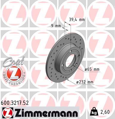 Discos de travão OTTO ZIMMERMANN GMBH ref. 600.3217.52