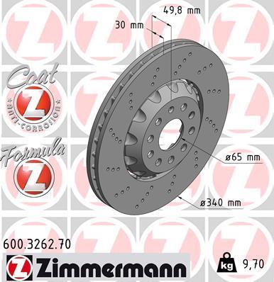 Disques de frein OTTO ZIMMERMANN GMBH ref. 600.3262.70