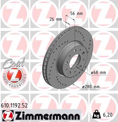 Discos de travão OTTO ZIMMERMANN GMBH ref. 610.1192.52