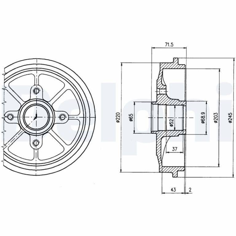 Tambour de frein DELPHI ref. BF484