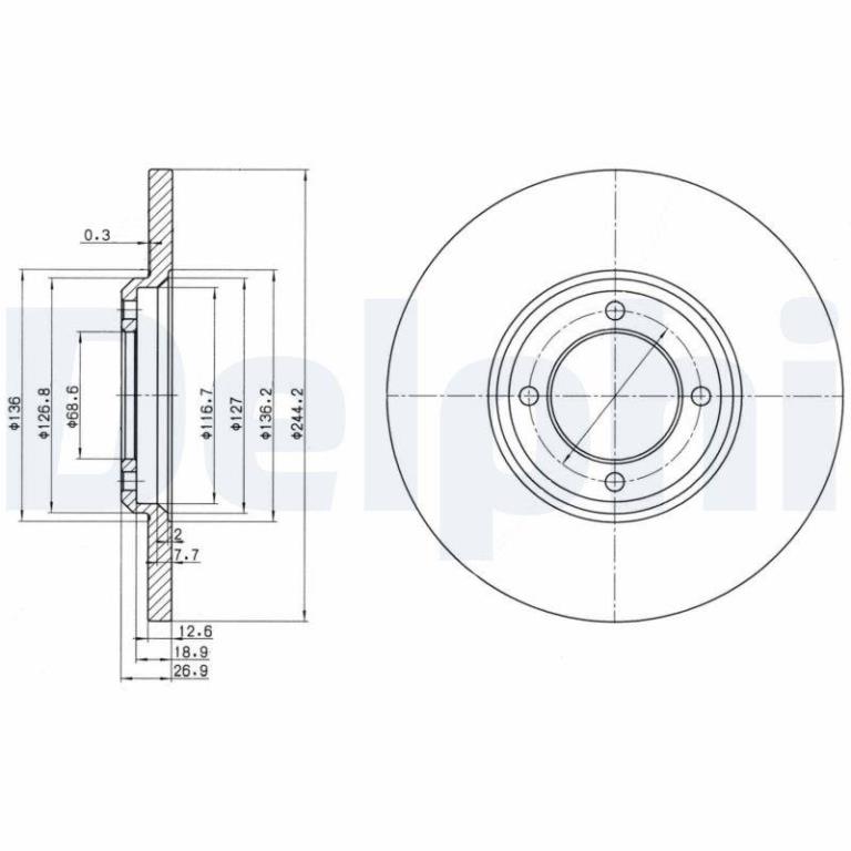 Disques de frein DELPHI ref. BG2061