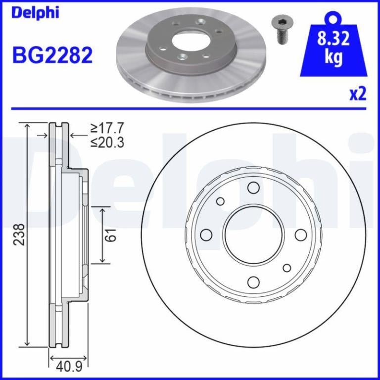 Disques de frein DELPHI ref. BG2282