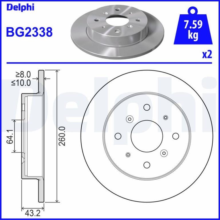 Disques de frein DELPHI ref. BG2338