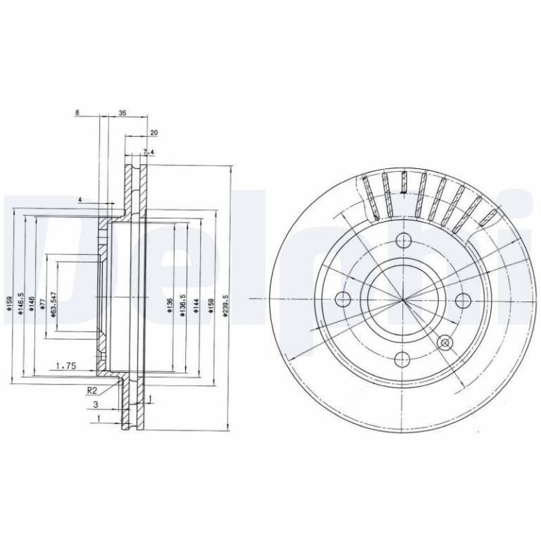 Disques de frein DELPHI ref. BG2440