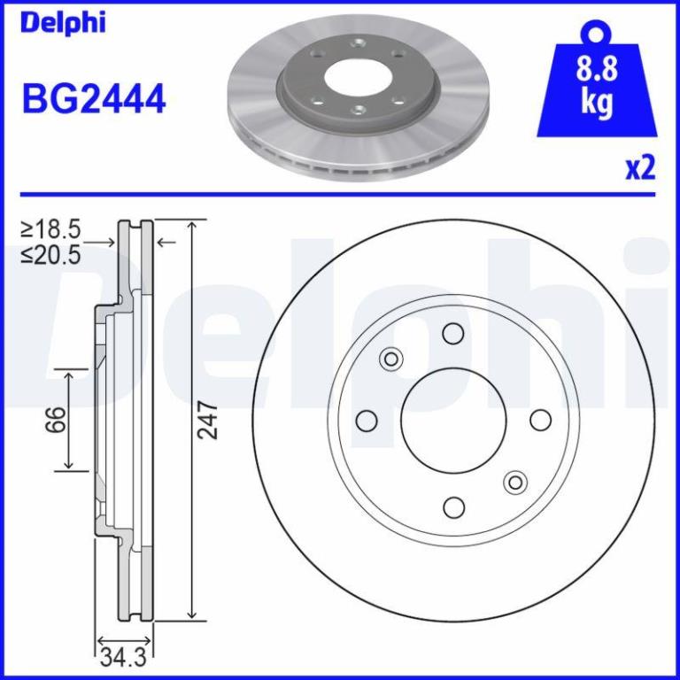 Disques de frein DELPHI ref. BG2444