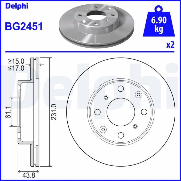 Disques de frein DELPHI BG2451