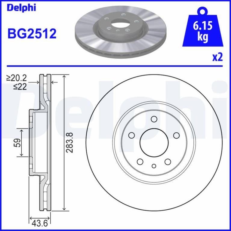 Discos de travão DELPHI ref. BG2512