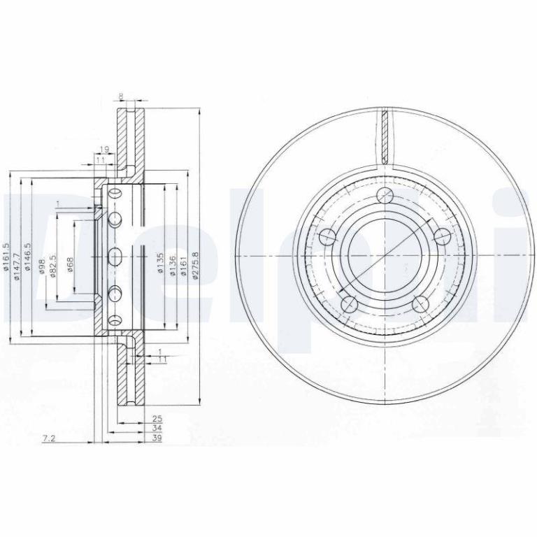 Disques de frein DELPHI ref. BG2518