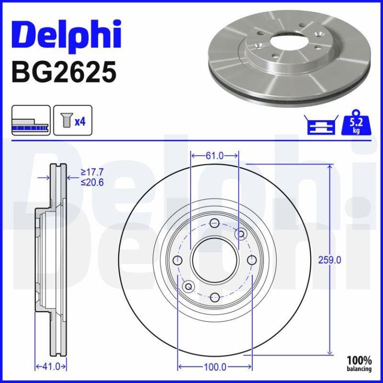 Discos de travão DELPHI ref. BG2625