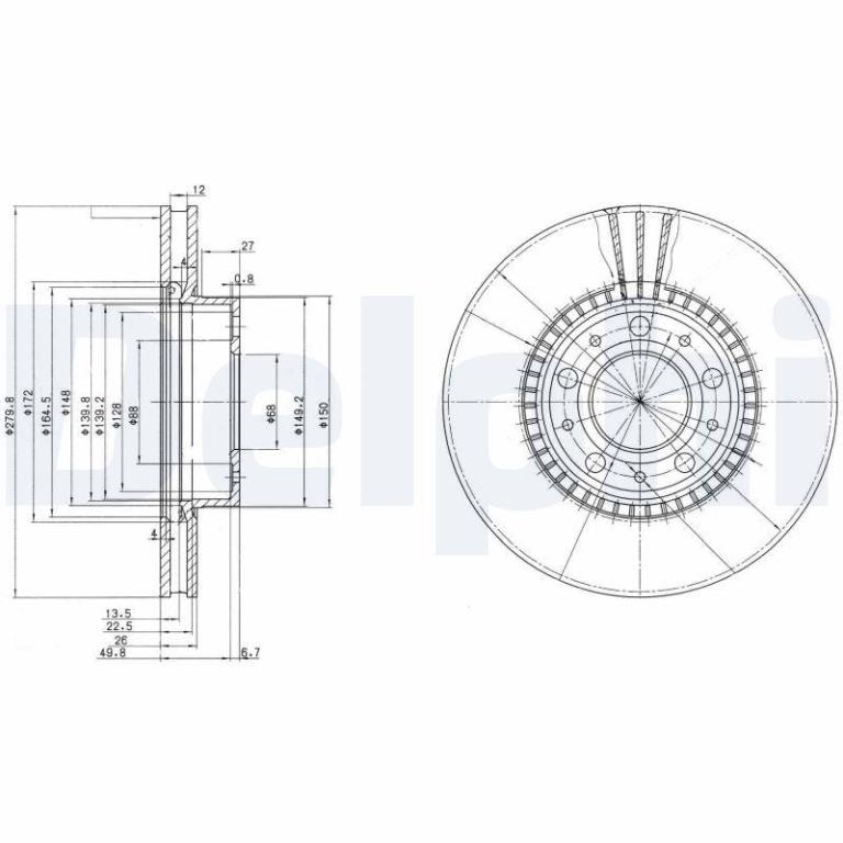 Disques de frein DELPHI BG2719