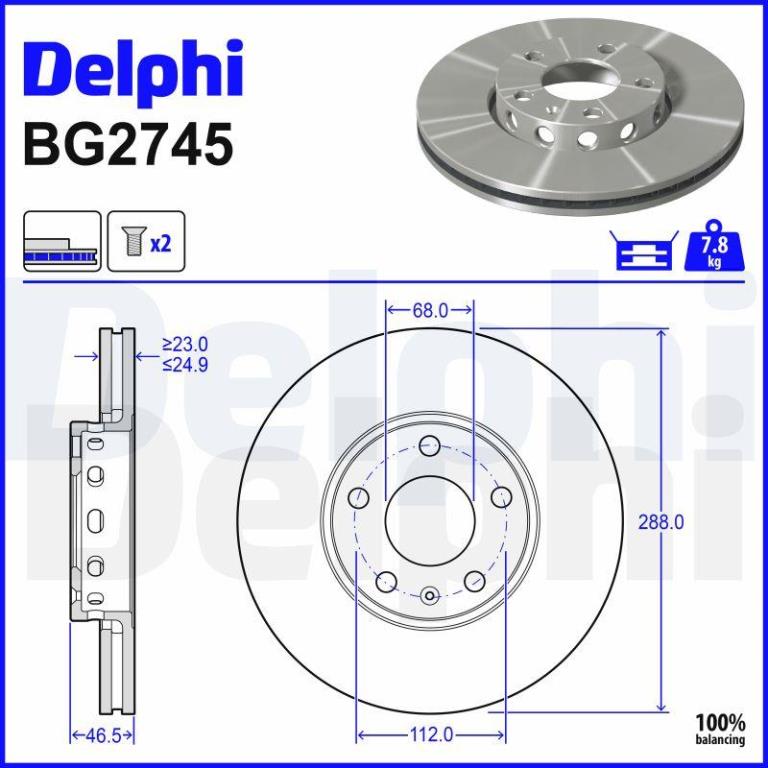 Disques de frein DELPHI ref. BG2745