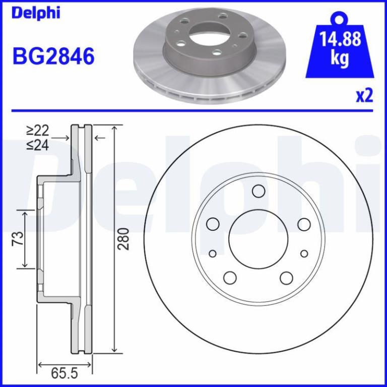 Disques de frein DELPHI ref. BG2846