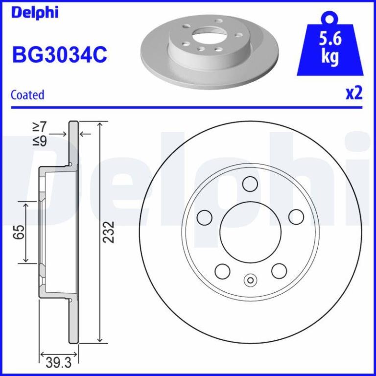 Disques de frein DELPHI ref. BG3034C