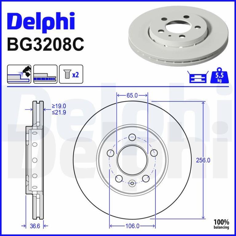 Discos de travão DELPHI ref. BG3208C
