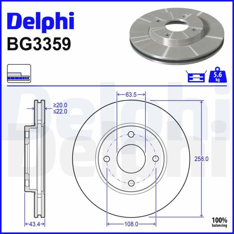 Disques de frein DELPHI ref. BG3359