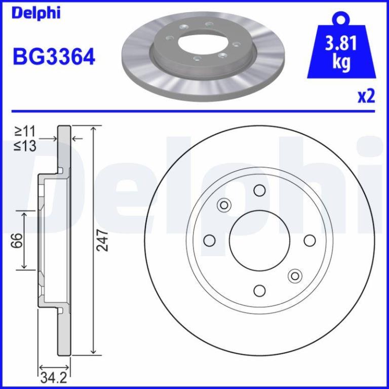Disques de frein DELPHI ref. BG3364