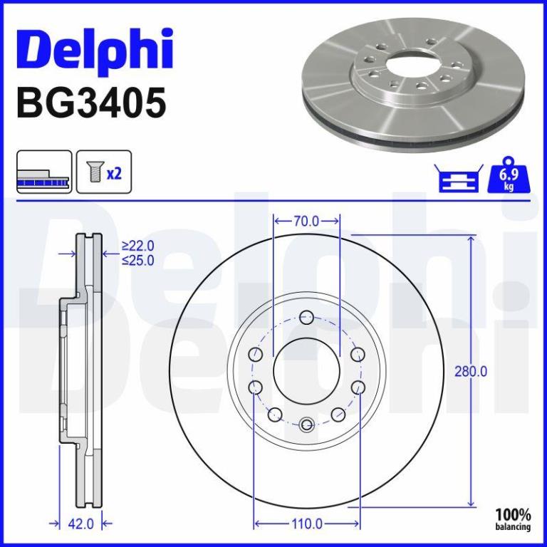 Discos de travão DELPHI ref. BG3405