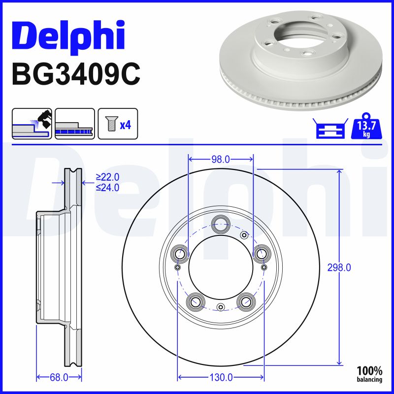 Disques de frein DELPHI BG3409C