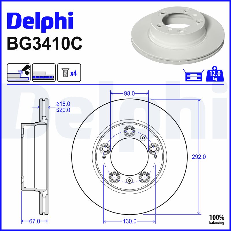 Disques de frein DELPHI BG3410C
