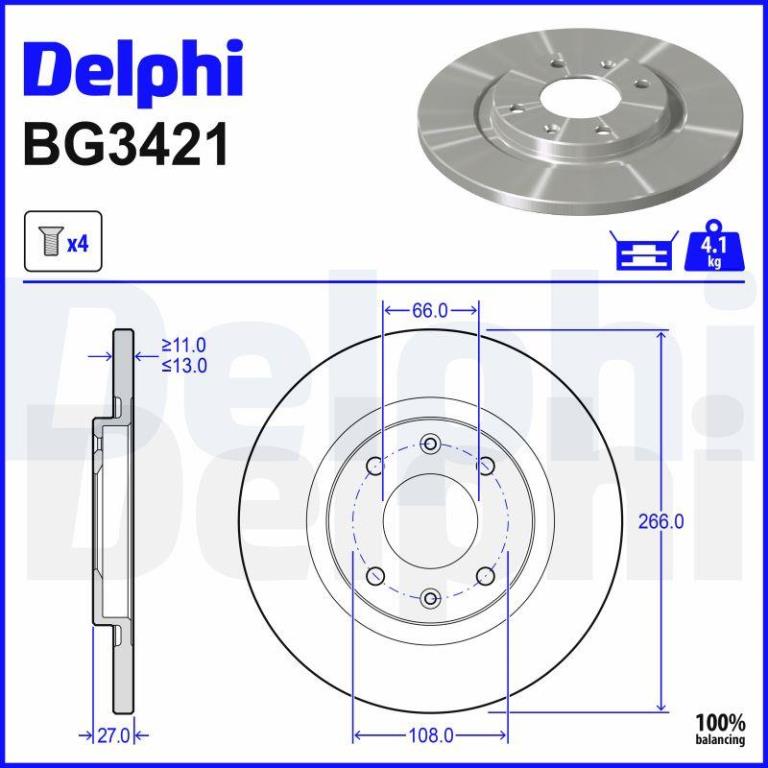 Disques de frein DELPHI ref. BG3421