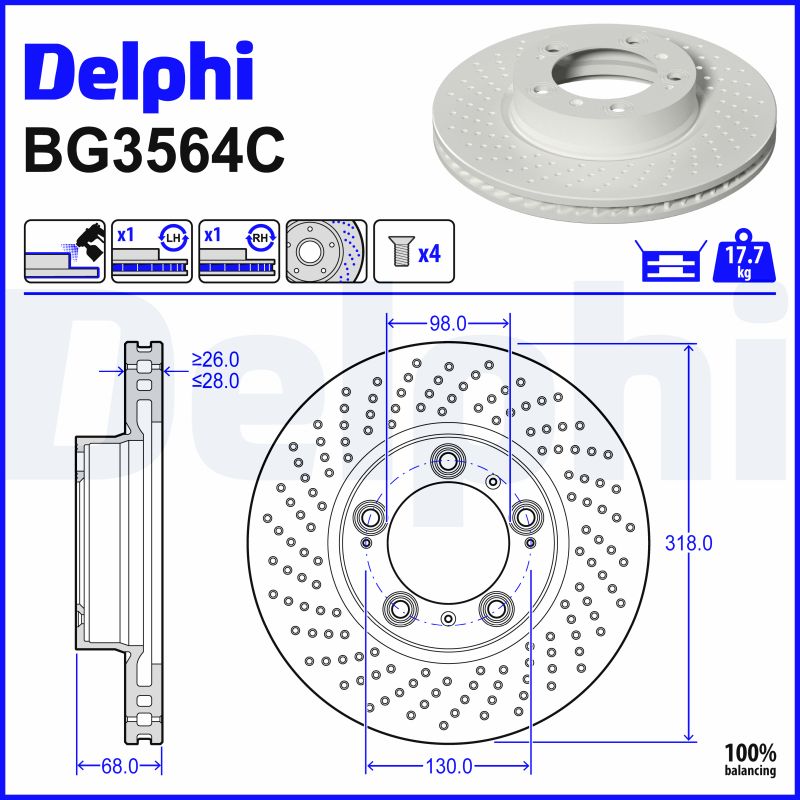 Discos de travão DELPHI BG3564C