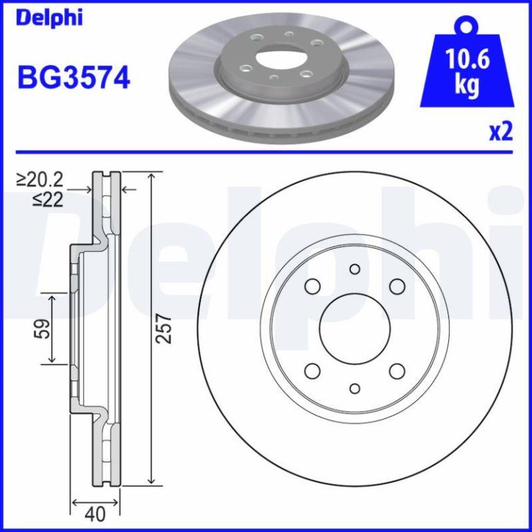 Disques de frein DELPHI ref. BG3574