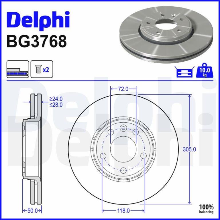 Disques de frein DELPHI BG3768