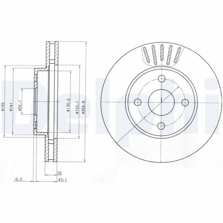 Disques de frein DELPHI ref. BG3781
