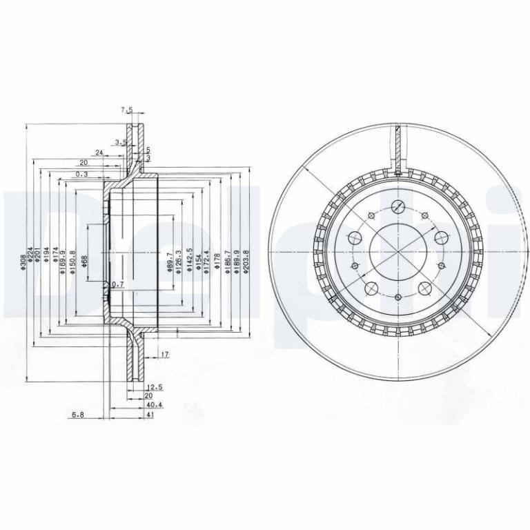 Disques de frein DELPHI ref. BG3782C