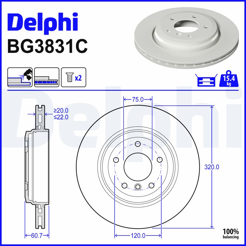 Disques de frein DELPHI BG3831C