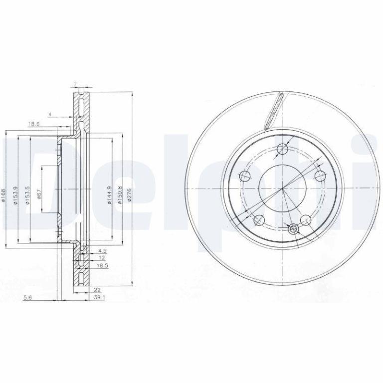 Disques de frein DELPHI ref. BG3845C