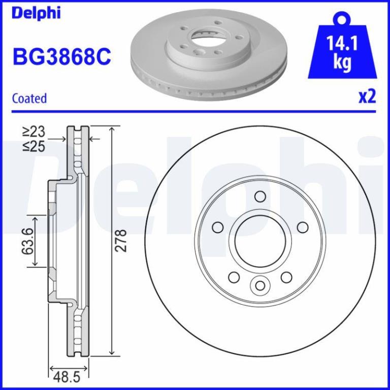 Disques de frein DELPHI ref. BG3868C
