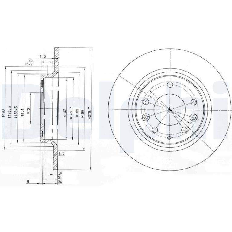 Disques de frein DELPHI ref. BG3875C