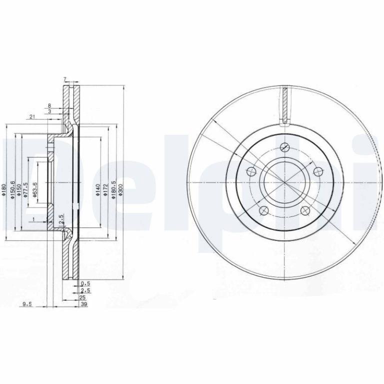 Disques de frein DELPHI ref. BG3895C