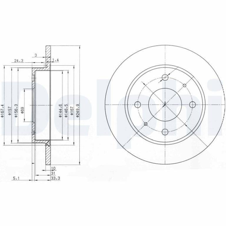Disques de frein DELPHI BG3971