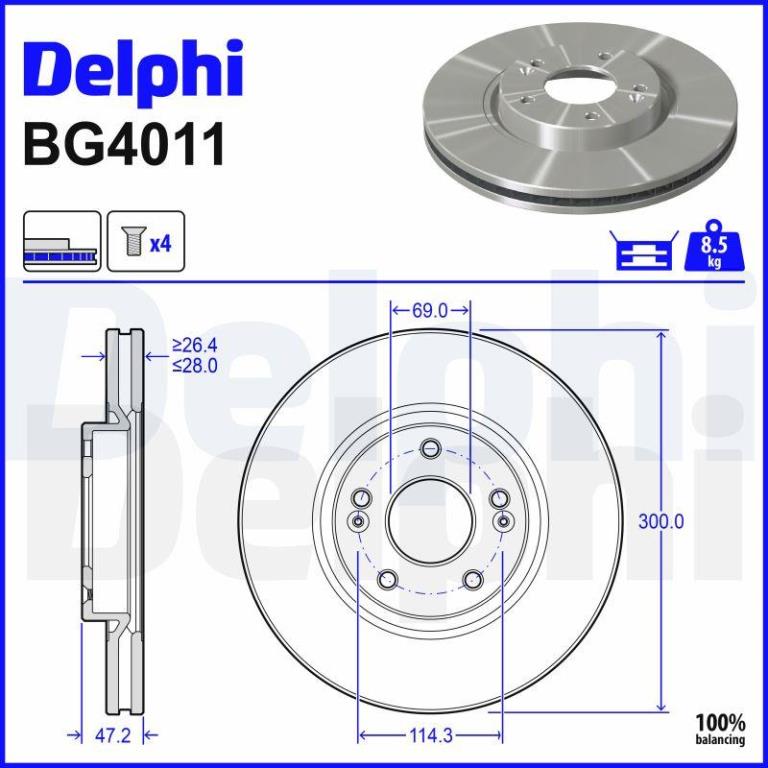 Disques de frein DELPHI ref. BG4011