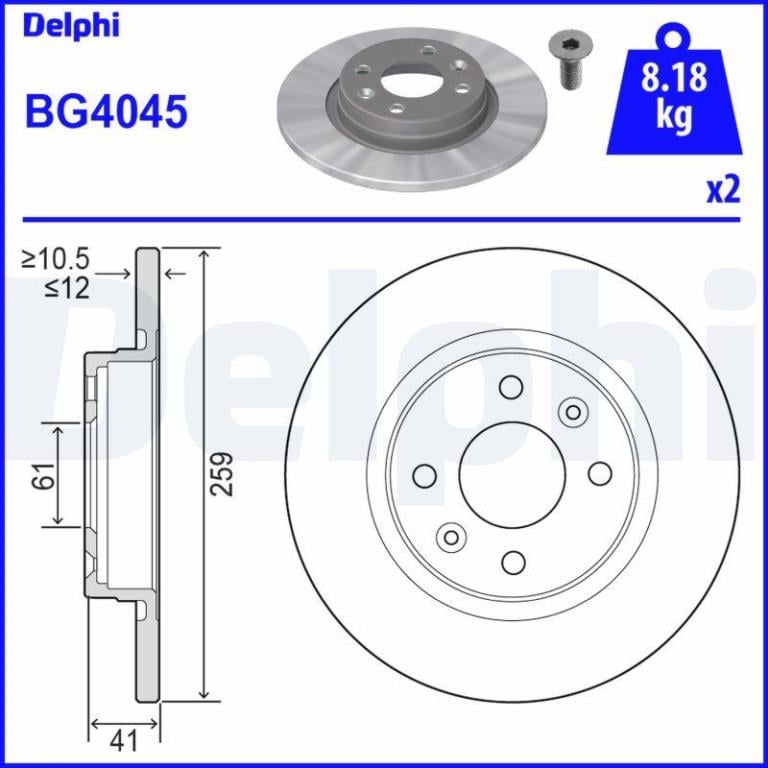 Disques de frein DELPHI ref. BG4045
