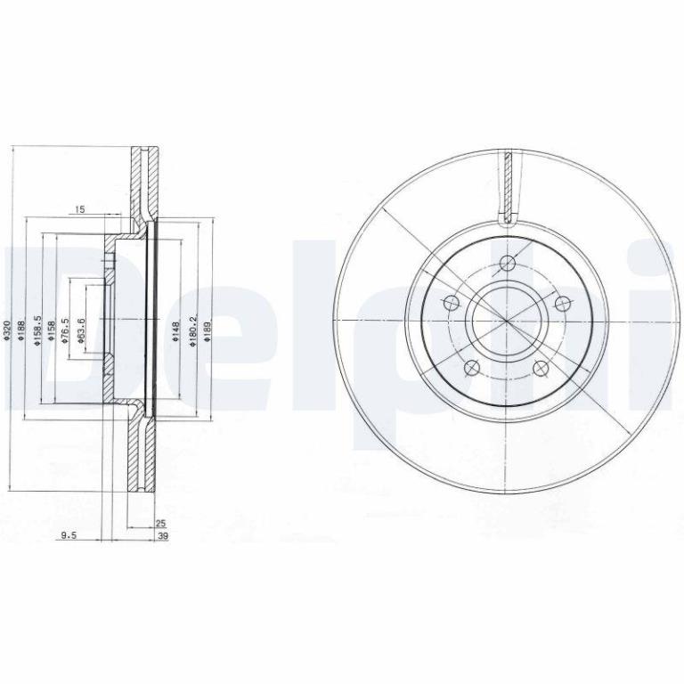 Disques de frein DELPHI ref. BG4056C